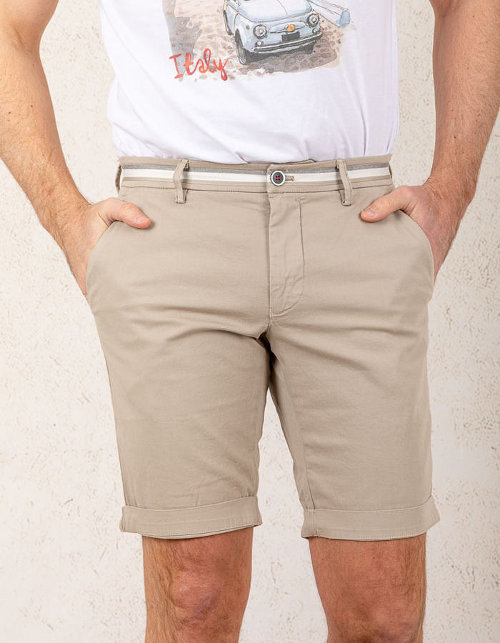 Modern Fit Torino Bermuda – Beige  