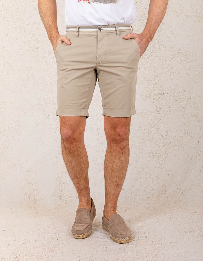 Modern Fit Torino Bermuda – Beige  