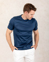 Donkerblauw T-shirt van gemerceriseerd katoen in modern fit  