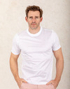 Wit T-shirt van gemerceriseerd katoen in modern fit  
