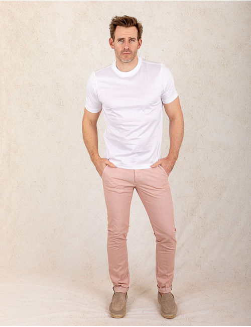 Wit T-shirt van gemerceriseerd katoen in modern fit  