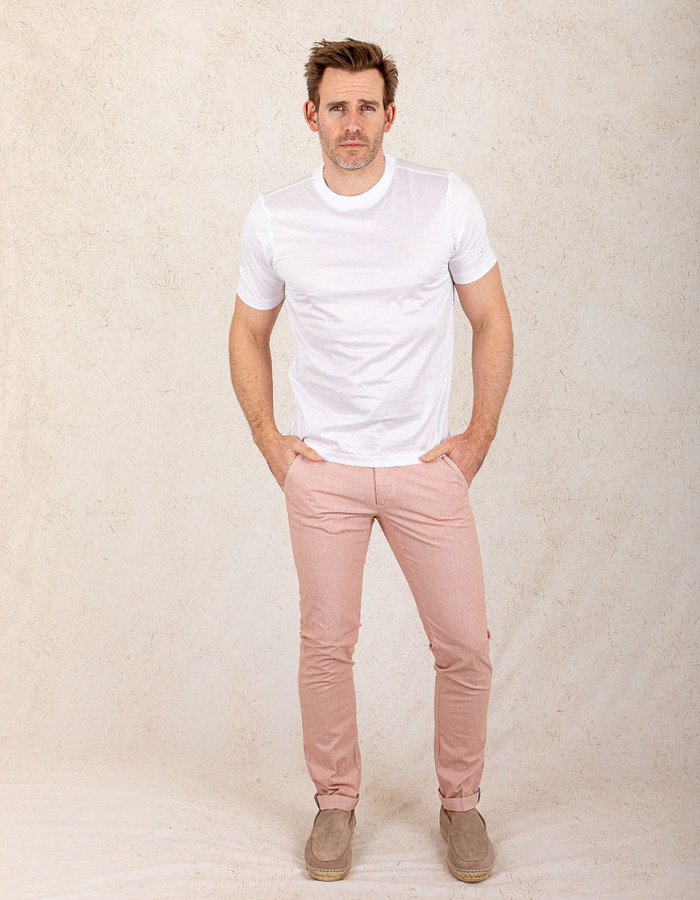 Wit T-shirt van gemerceriseerd katoen in modern fit  