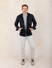 Donkerblauwe overshirt van katoenmix  