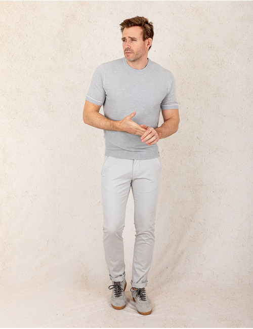 Standard fit T-shirt in katoen-zijde mix  