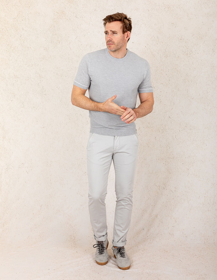 Standard fit T-shirt in katoen-zijde mix  