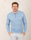 Slim fit gebreide katoenen polo met lange mouwen  