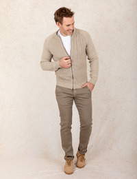Gebreide katoenen cardigan met ritssluiting in modern fit  