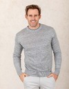 Slim fit linnen trui met contrasterende donkerblauwe halslijn  