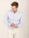 Slim fit gestreept overhemd in linnen-Tencel mix  