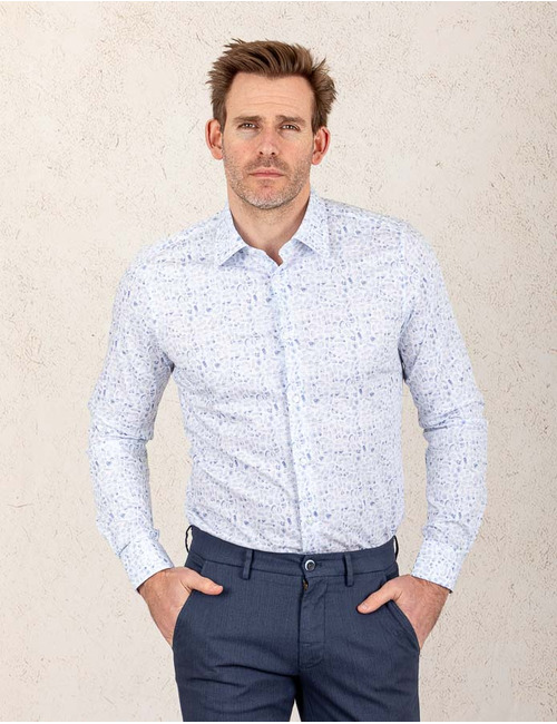 Slim Fit Katoenen Overhemd met Subtiele Print  