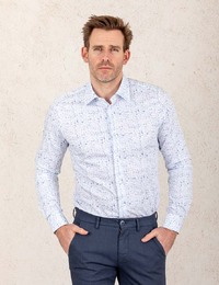 Slim Fit Katoenen Overhemd met Subtiele Print  