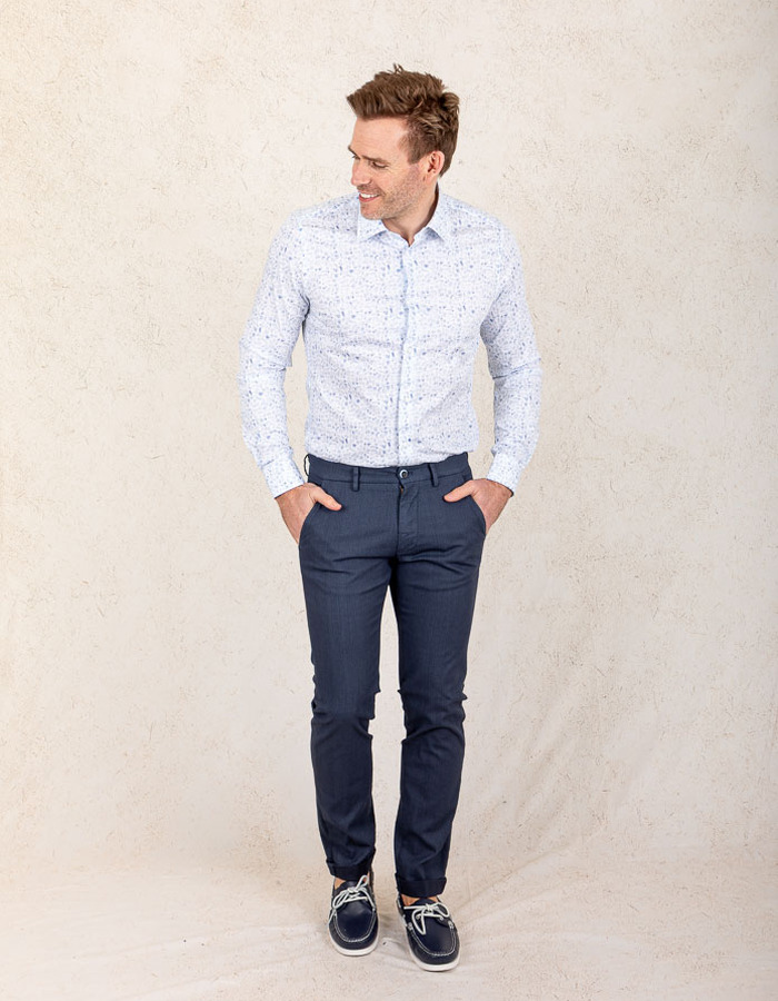 Slim Fit Katoenen Overhemd met Subtiele Print  