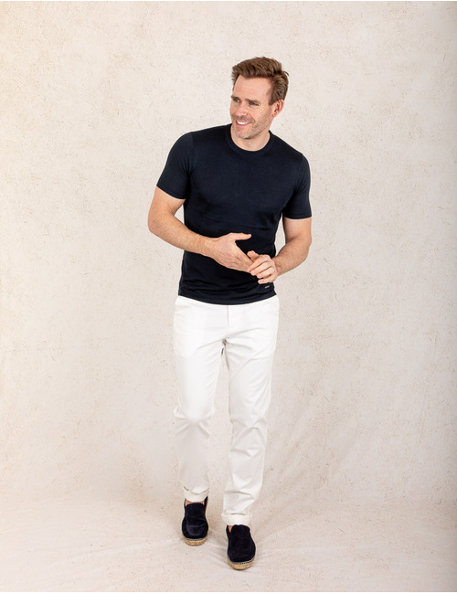 Slim Fit T-shirt Donkerblauw  