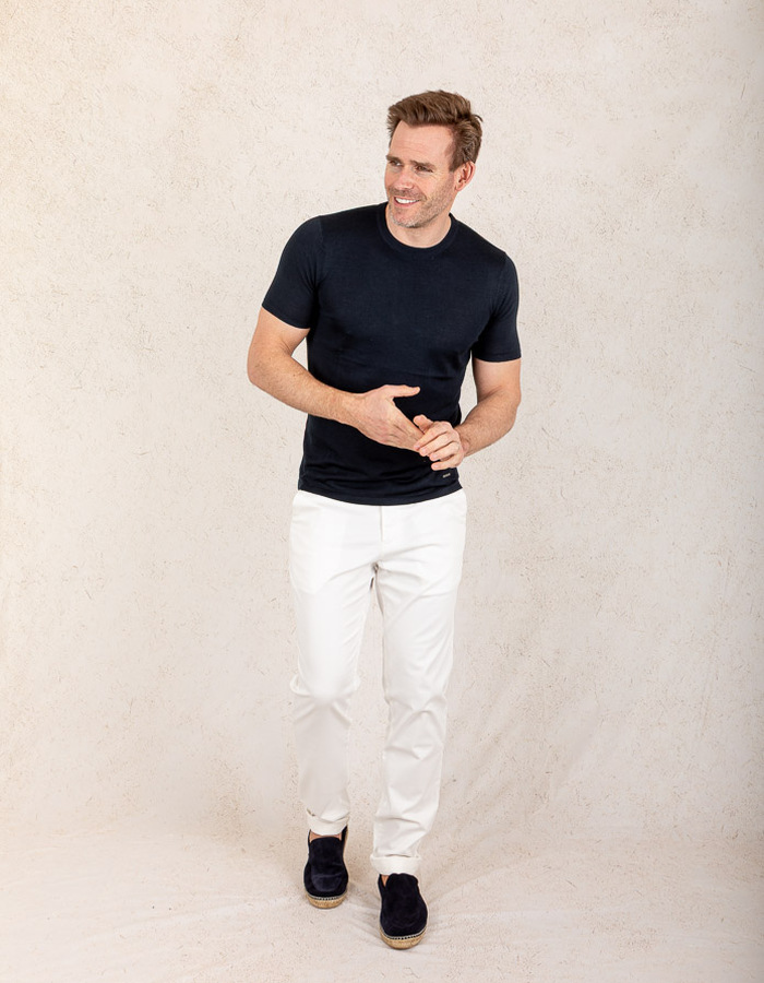 Slim Fit T-shirt Donkerblauw  