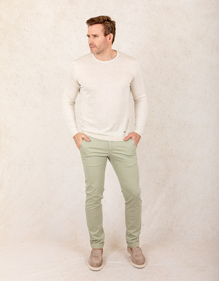 Slim Fit Gebreide Trui – Beige  