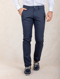 Modern Fit P. Torinostyle Broek met Visgraatmotief – Donkerblauw  