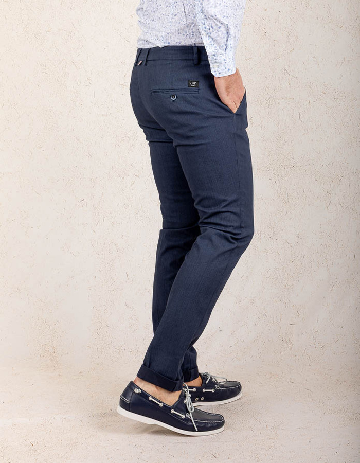 Modern Fit P. Torinostyle Broek met Visgraatmotief – Donkerblauw  