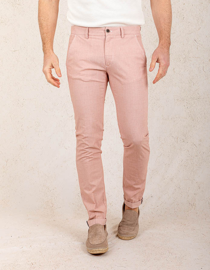 Modern Fit P. Torinostyle Broek – Lichtroze Structuur  