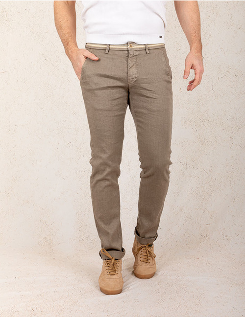 Modern Fit P. Torinostyle Broek – Taupe Linnenmix  