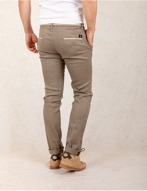 Modern Fit P. Torinostyle Broek – Taupe Linnenmix  