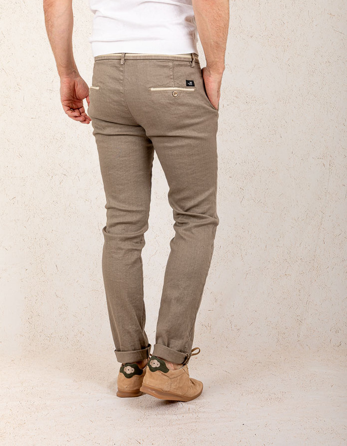 Modern Fit P. Torinostyle Broek – Taupe Linnenmix  