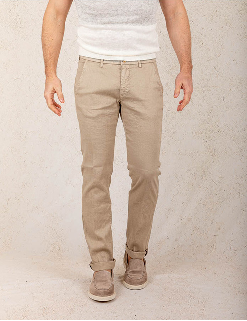Modern Fit P. Torinostyle Broek – Zand Linnenmix  