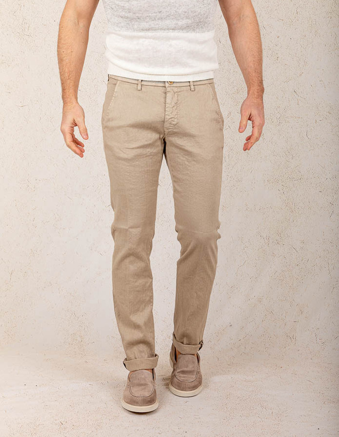 Modern Fit P. Torinostyle Broek – Zand Linnenmix  