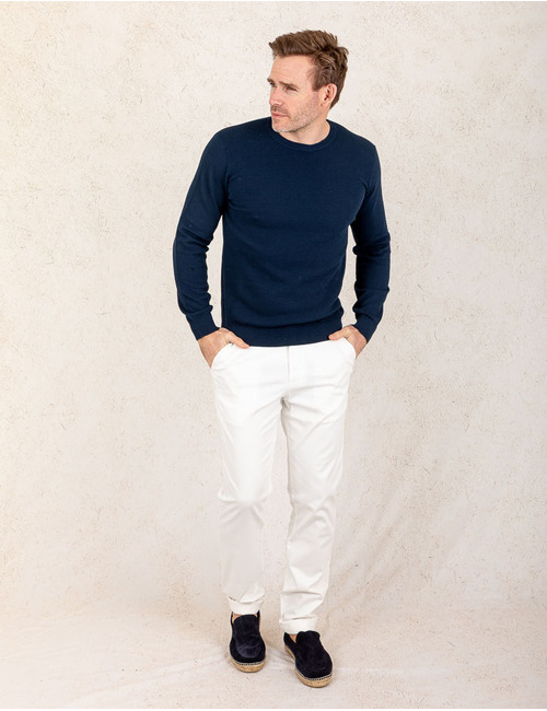 Modern Fit Katoenen Trui – Donkerblauw  