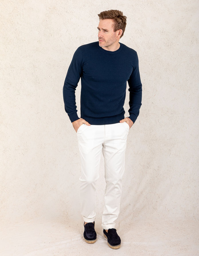 Modern Fit Katoenen Trui – Donkerblauw  