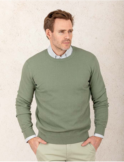 Modern Fit Katoenen Trui – Groen  