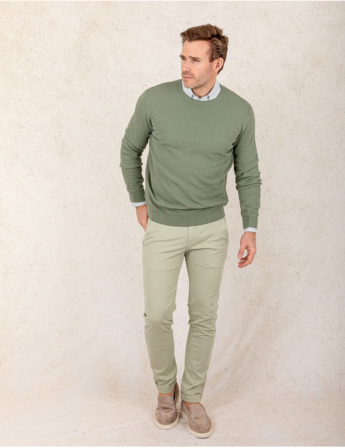 Modern Fit Katoenen Trui – Groen  