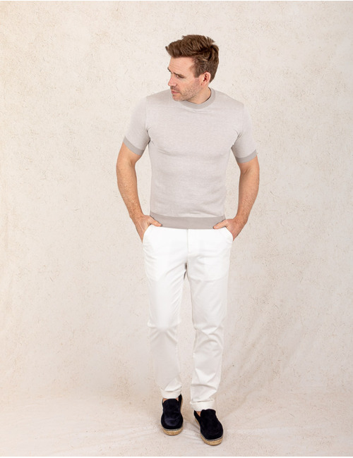 Modern Fit Katoen-Linnen T-Shirt – Beige  