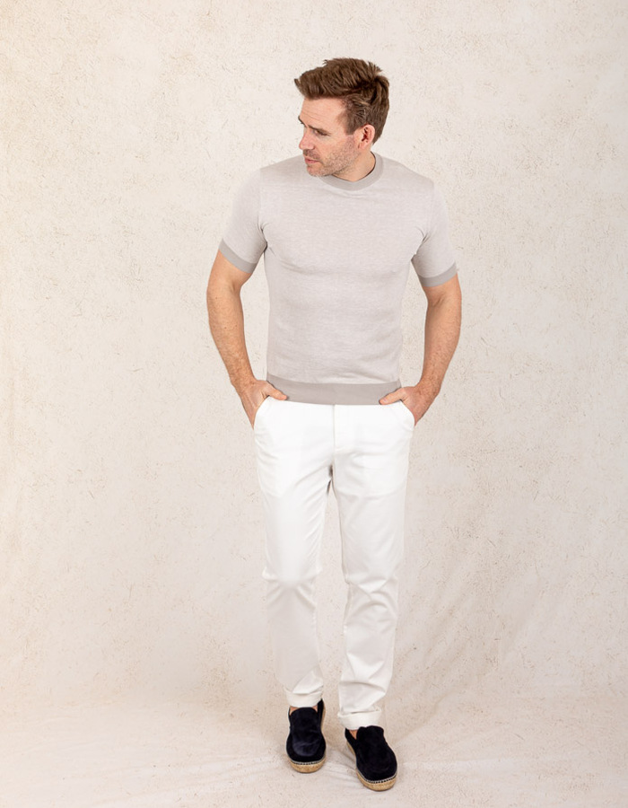Modern Fit Katoen-Linnen T-Shirt – Beige  
