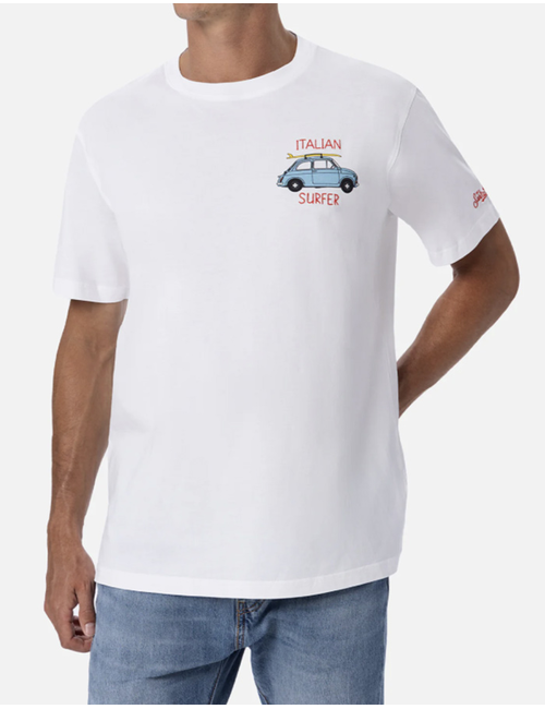 Katoenen T-shirt met Fiat 500 Print en Borduurwerk – Special Edition