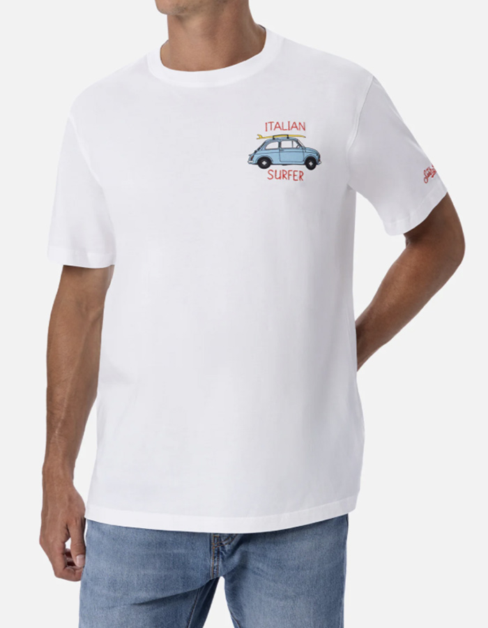 Katoenen T-shirt met Fiat 500 Print en Borduurwerk – Special Edition