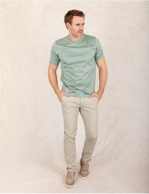 Groene T-shirt van gemerceriseerd katoen in modern fit  