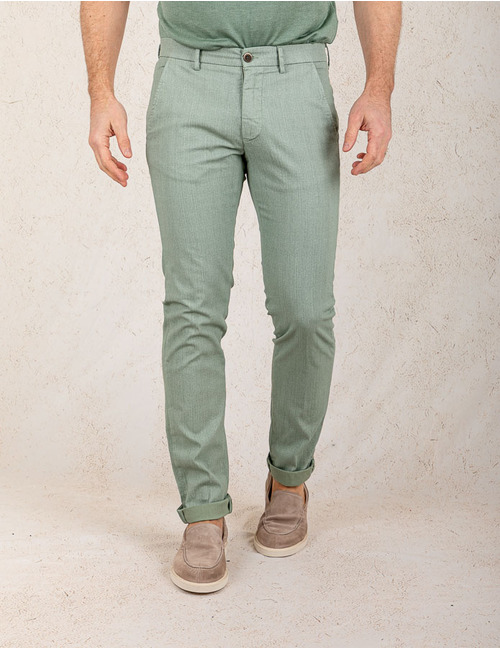 Modern Fit P. Torinostyle Broek met Visgraatmotief – Groen  