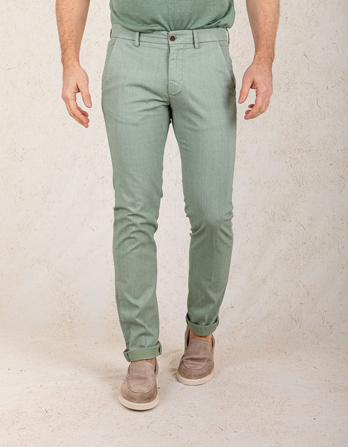 Modern Fit P. Torinostyle Broek met Visgraatmotief – Groen  