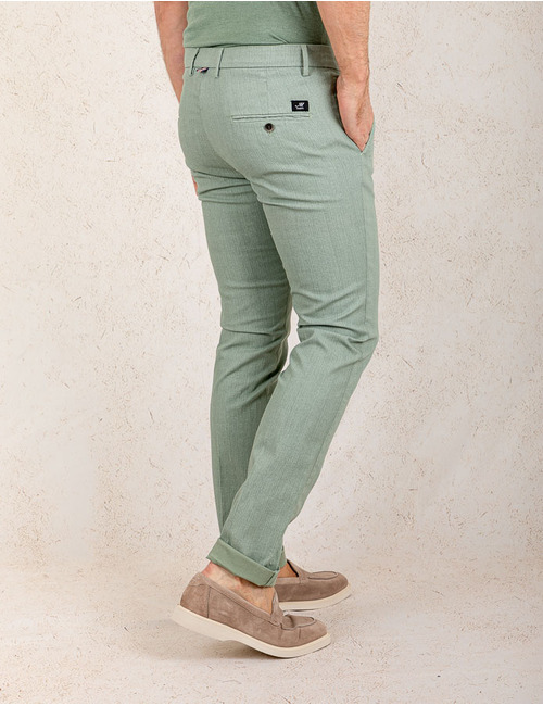 Modern Fit P. Torinostyle Broek met Visgraatmotief – Groen  