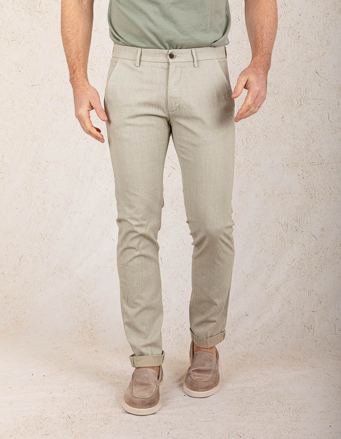Modern Fit P. Torinostyle Broek – Lichtbeige Structuur  