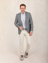 Slim-fit colbert van stretchmateriaal met dessin  