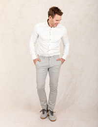 Slimline Ecru Contrast Twill Overhemd  