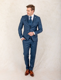 Blauw slim fit driedelig kostuum  