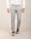 Lichtgrijze slim fit broek van katoen en lyocell 