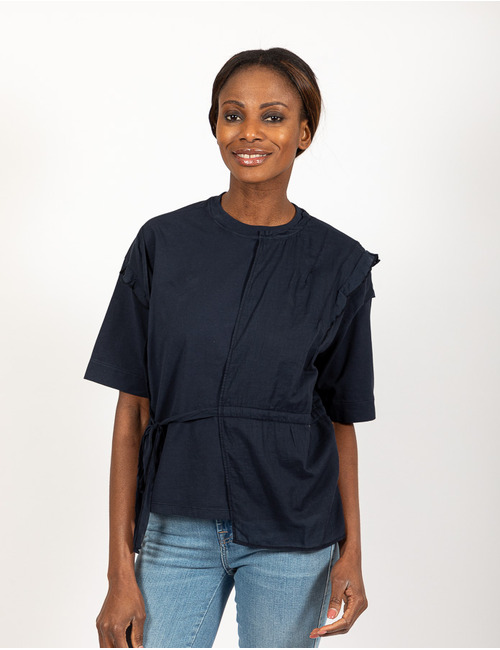 High t-shirt korte mouw marine