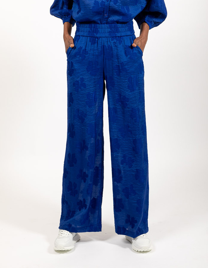 Four Roses broek met elatische band blauw