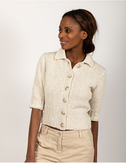 Anne Claire lange mouw gilet beige