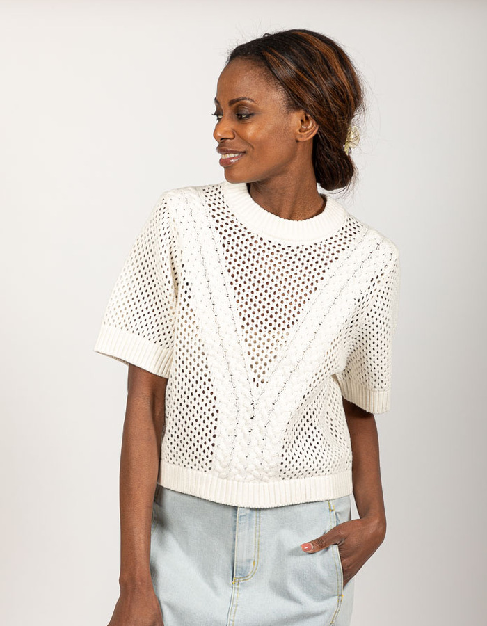 Aimee The Label korte mouw pull wit
