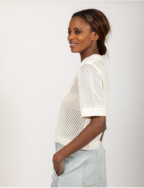 Aimee The Label korte mouw pull wit