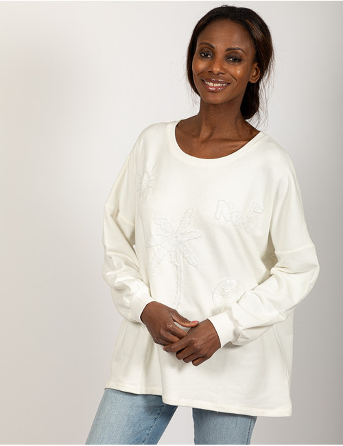 Grace lange mouw sweater ecru